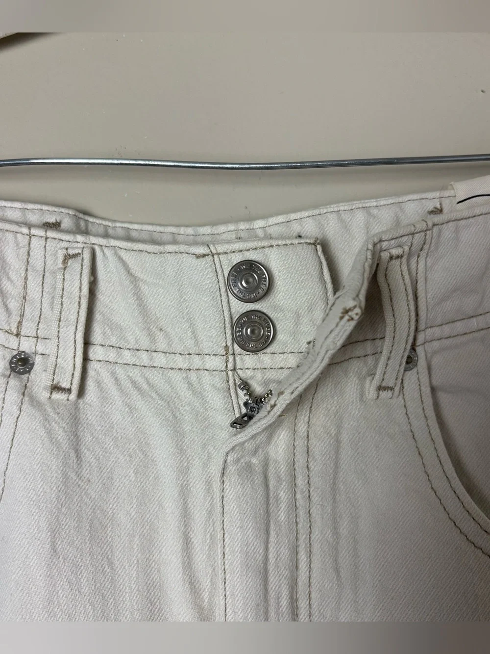NEW Free People We The Free Aster Straight Leg Jeans size 30 Cream off white